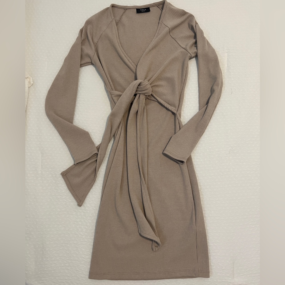 Front tie sweater dress